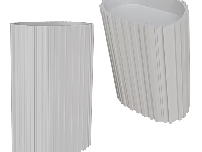 Modern White Ribbed Pedestal Washbasin With Sleek Design For Bathroom Interior 3d model