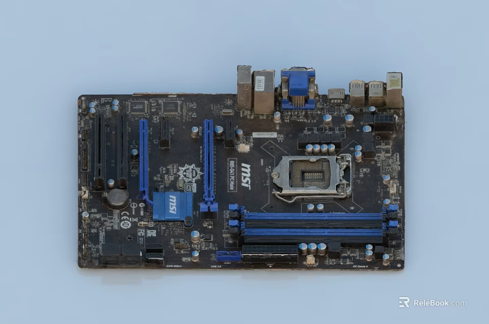 MSI Motherboard Featuring Intel Chipset Expansion Slots Capacitors And Connectors 3d model 