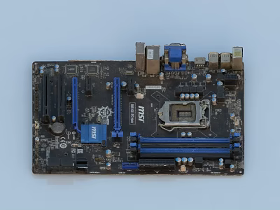 MSI Motherboard Featuring Intel Chipset Expansion Slots Capacitors And Connectors 3d model