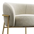 Light Beige Upholstered Accent Chair With Curved Back And Gold Metal Legs