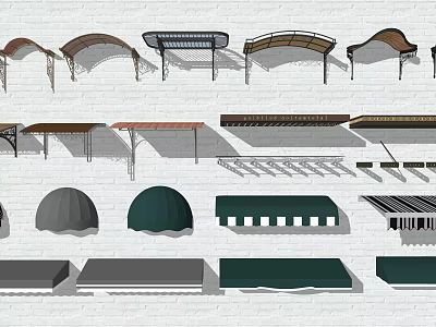Different Types of Outdoor Awnings Featuring Diverse Designs for Exterior Decoration 3d model
