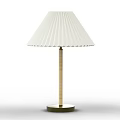 Elegant Table Lamp With Pleated White Shade Golden Post And Circular Base 3d model