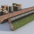Natural Stone and Wood Logs with Various Textures for Decorative Projects 3d model