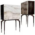 Modern Chest of Drawers with Marble Pattern Surface and Elegant Metal Legs Design