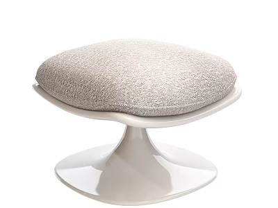 Modern Ottoman with Gray Textured Cushion and White Curved Base Design 3d model