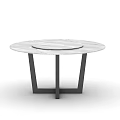 Modern Round Marble Top Dining Table With Black Cross Legs Design 3d model