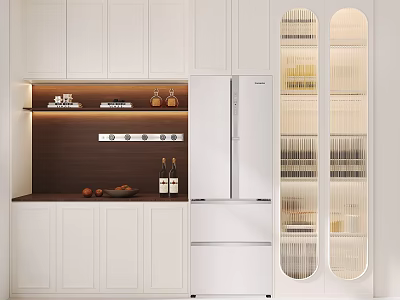 Modern White Sideboard With Illuminated Shelf Glass Doors And Decorative Storage 3d model