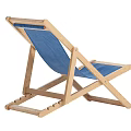 Wooden Frame Outdoor Chair with Blue Canvas Seat and Backrest for Garden Patio