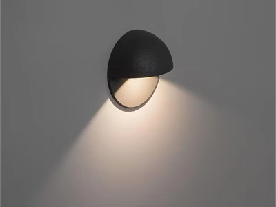 Modern Black Dome Shaped Wall Lamp Mounted On Gray Wall With Soft Light 3d model