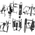 Different Kinds of Sports Equipment for Home Fitness Including Weight Machines and Tools