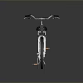 White Bicycle With Colorful Stripes Black Seat And Rear Metal Basket
