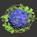 Cartoon Scene Featuring Blue Hydrangea Flowers In Wooden Bucket And Isolated Bloom