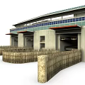 Modern Airport Design With Solar Panels On Roof Multiple Entrances And Wooden Fences In Front