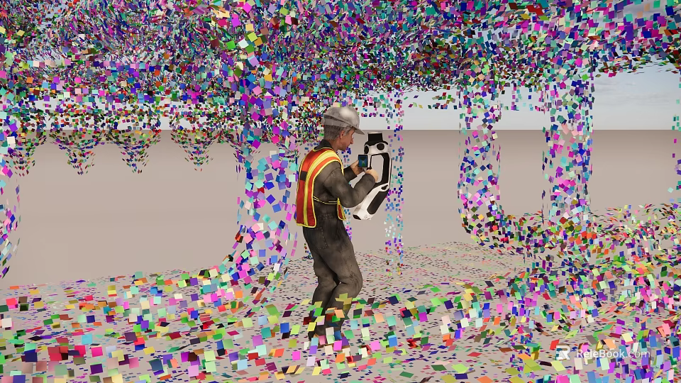 Vibrant Photo Spot With Colorful Fragment Trees And Ground For Tourists Taking 3d model 