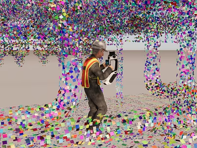 Vibrant Photo Spot With Colorful Fragment Trees And Ground For Tourists Taking 3d model