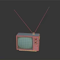 Vintage Blue Television With Antenna Classic Design On Gray Background