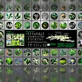 Green Plant Pattern Background Wall With Various Leaf Designs And Central Display Board