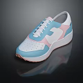 Casual Lace Up Sneakers With Blue Pink And White Color Block Design Fashionable Sporty Style