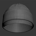 Striped Gray Knit Beanie Cap With Brim For Casual Daily Wear