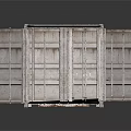 Rusted Industrial Storage Container With Open Side Doors And Metal Structure
