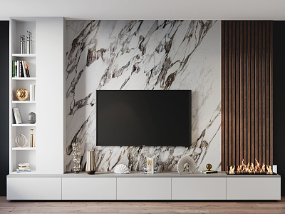 Modern TV background wall TV cabinet background wall model