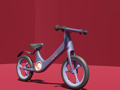 Light Purple Children's Bicycle with Small Frame Black Seat and Wheels Design for Kids 3d model