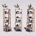 Bamboo Bathroom Cabinet Shelves with Multiple Shelves Decorative Plants Bottles and Jars