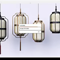 Various Lantern Style Chandeliers With White Glass Shades Black Gold Metal Frames And Tassels