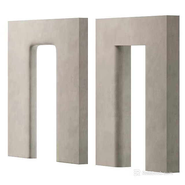 Modern Concrete Decorative Pillars With Rectangular Cutouts For Sculptural Home Decor 3d model 