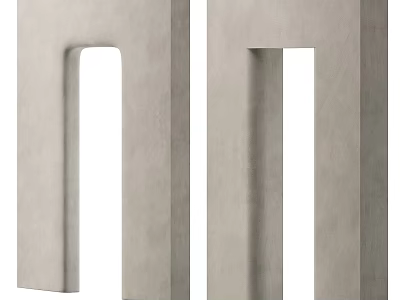 Modern Concrete Decorative Pillars With Rectangular Cutouts For Sculptural Home Decor 3d model
