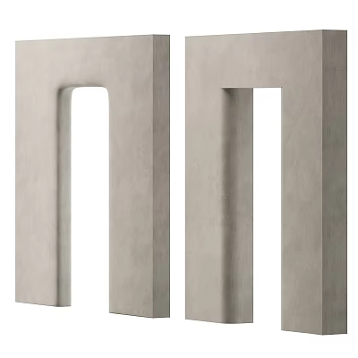 Modern Concrete Decorative Pillars With Rectangular Cutouts For Sculptural Home Decor 3d model