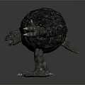 Mythical Gray Turtle Sculpture With Rough Shell Sharp Claws And Limbs