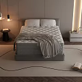 Comfortable Diamond Stitched Mattress in Modern Bedroom with Nightstand Lamp and Open Book