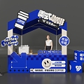 Modern booth coffee market booth coffee activity layout DP point coffee net red punch point coffee pile head blue booth 3d model