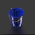 Daily Life Product Blue Bucket With Yellow Handle And Unique Base Design