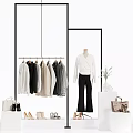 Clothing Rack With Hanging Clothes And Fashion Accessories