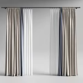 Beige White Blue Multi Colored Curtains With Sheer And Velvet Layers
