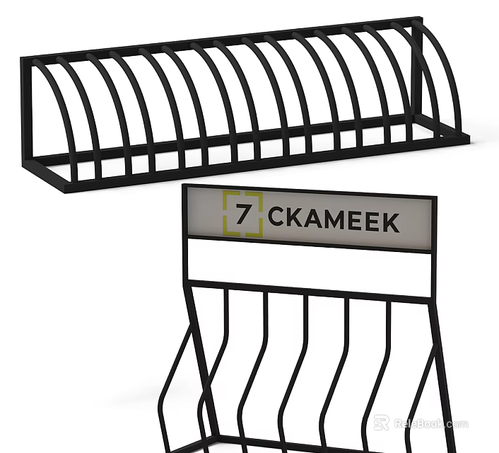 Public Bicycle Rack with Metal Curved Bars Durable Structure for Outdoor Public Use 3d model 
