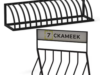 Public Bicycle Rack with Metal Curved Bars Durable Structure for Outdoor Public Use 3d model