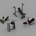 Various Types of Sports Equipment Including Barbell Bench Press Leg Curl and Abdominal Trainer