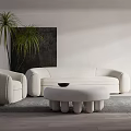 Quiet sofa tea table combination multi-person sofa tea table combination 3d model