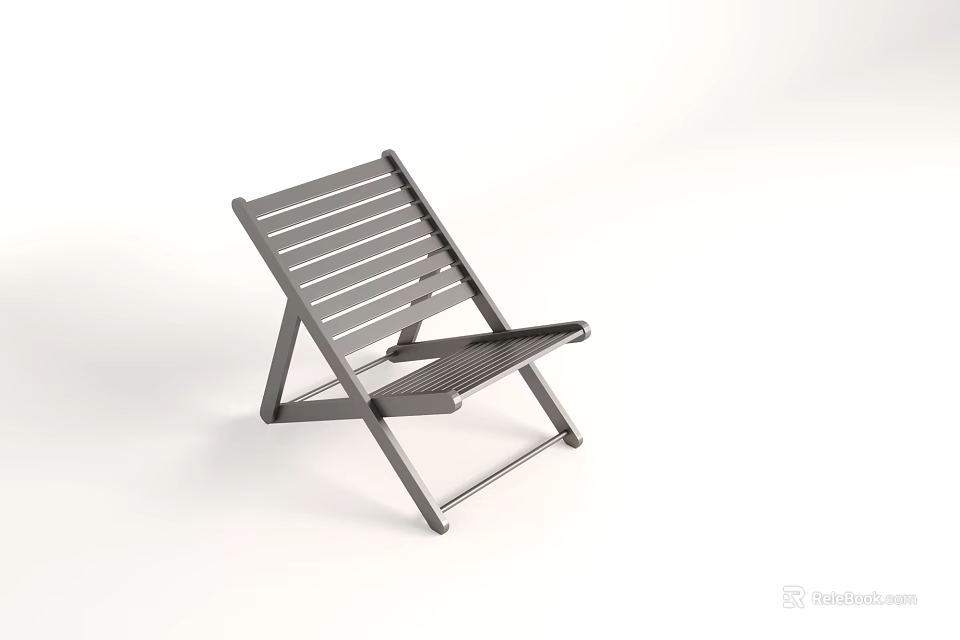 Modern Minimalist Leisure Chair With Metal Frame And Striped Seat Design For Outdoor Patio Use 3d model 