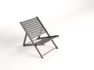 Modern Minimalist Leisure Chair With Metal Frame And Striped Seat Design For Outdoor Patio Use 3d model