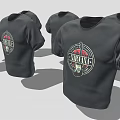 Black T Shirts With Round Logo Design Featuring Text And Graphics 3d model
