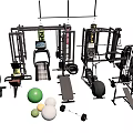 Variety of Sports Equipment Including Strength Training Machines Dumbbells and Exercise Balls