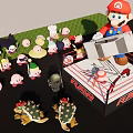 Super Mario Standing In Boxing Ring With Toad And Koopa Troopa Characters And PLAY Sign