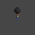 Weapon With Orange Cylindrical Component Blue Rope Wrapped Grip And Green Laser Sight 3d model