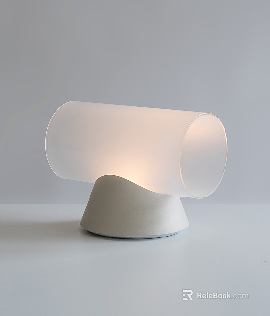 Modern Minimalist Table Lamp With White Cylindrical Lampshade And Soft Light Glow 3d model 