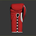 Red Boxing Gloves Featuring Black White Accents And Lace Up Design For Fitness Training