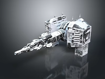 Advanced Cosmic Space Station Modular Structure With Metallic Framework For Space Exploration 3d model